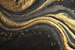 Gold Leaf Charcoal Swirl - Luxury Abstract Textured Art Product Image 1