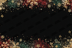 Gold Snowflake Glitter Frame - Festive Red &amp; Green Border Product Image 1