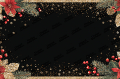 Glitter Poinsettia Frame - Gold Pine &amp; Berry Holiday Border Product Image 1