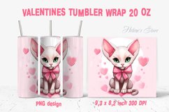 Valentines Sphynx cat on pink tumbler wrap 20 oz sublimation Product Image 1