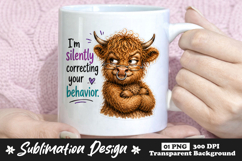 I'm Silently Correcting Your Behavior Highland Cow PNG Product Image 1