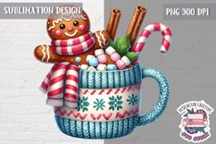 Gingerbread mans cute Christmas Sublimation PNG Coffee Cocoa Product Image 1