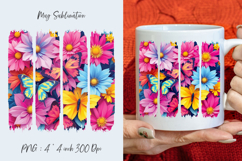 Butterfly on flowers, watercolor stripes, coffee mug Product Image 1