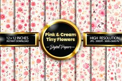 Pink and Cream Tiny Flowers Digital Papers, Flowers Pattern Product Image 1