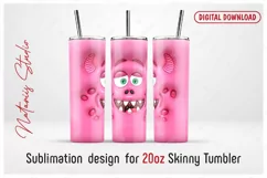 Funny 3D Inflated Puffy Monster Face - 20oz SKINNY TUMBLER. Product Image 1