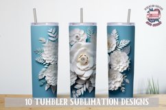 3d Flower Sublimation bundle Tumbler Wrap 20 oz White Colors Product Image 8