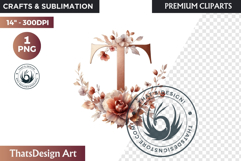 Floral Alphabet wedding Clipart Rose Gold flower letter Product Image 1