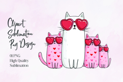 Cute Cats with Heart Sunglasses Sublimation PNG Design Product Image 1