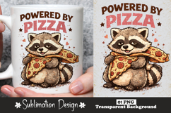 Powered by Pizza Raccoon Sublimation Design Product Image 1