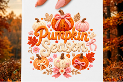 Faux Yarn Pumpkin Season Coquette PNG Product Image 1
