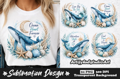 Whale Sublimation PNG | Coastal Ocean Shirt Design Product Image 1