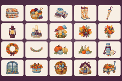 Little Autumn Society 100 Folk Gouache PNG Cliparts Product Image 10