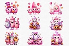 Watercolor Pink Halloween Clipart Set Bundle for sublimation Product Image 7