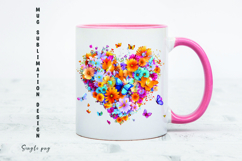 Watercolor floral heart mug sublimation design Product Image 1