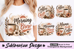 Morning Brew Coffee Floral Aesthetic Cozy Sublimation Design Product Image 1