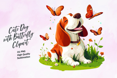 Cute dog with butterfly clipart Product Image 1