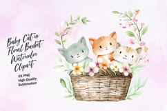 Two cat in floral basket clipart sublimation Product Image 1