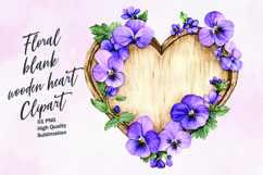 Floral blank wooden heart clipart Product Image 1