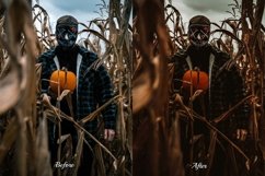 A spooky Halloween-themed photograph enhanced with Ghostly Lightroom Presets. Vibrant orange and black tones, eerie atmosphere, &amp; professional-grade effects create a captivating and moody image perfect for autumn photography and seasonal inspiration