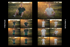 7 Mockups of Men&#039;s T-Shirt and Shorts Outdoors at Dawn Product Image 6
