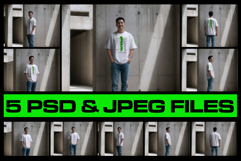 5 Oversized T-Shirt Mockups on Asian Man. Urban Series #1 Product Image 7