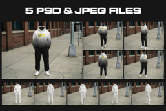 5 Walking Pose Hoodie Pants Apparel Mockup Set. Generated AI Product Image 7