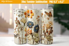 3D Flower 20 OZ Skinny Tumbler Sublimation | Herbarium PNG Product Image 1