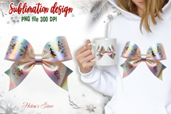 Christmas coquette bow design|Iridescent bow T-shirt clipart Product Image 2