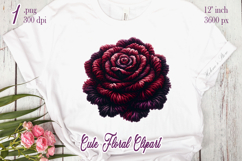 Dark yarn crochet Roses Clipart |Amazing knitted flower png Product Image 2