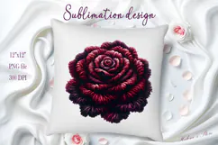 Dark yarn crochet Roses Clipart |Amazing knitted flower png Product Image 1