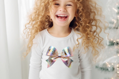 Christmas coquette bow design|Iridescent bow T-shirt clipart Product Image 4