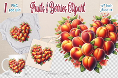Ripe juicy apricot heart clipart |Summer sweet food graphics Product Image 1