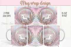 Magic Christmas horse mug wrap png |Pink &amp; gold mug design Product Image 1
