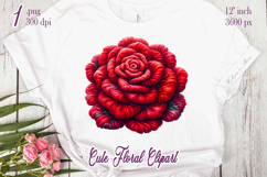 Red yarn crochet Roses Clipart |Amazing knitted flower png Product Image 2