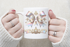 Christmas coquette bow design|Iridescent bow T-shirt clipart Product Image 3