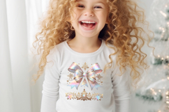 Christmas coquette bow design|Iridescent bow T-shirt clipart Product Image 4