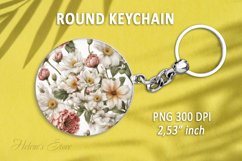 Flower round keychain sublimation|Flowers Car coaster design Product Image 1