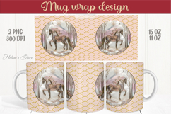 Christmas horse mug wraps png | Golden sublimation design Product Image 1
