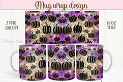 Cute purple Halloween pumpkins patterns iridescent mug wrap Product Image 1