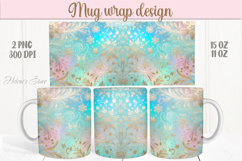 Christmas snowflakes mug wraps png | Blue &amp; gold mug design Product Image 1