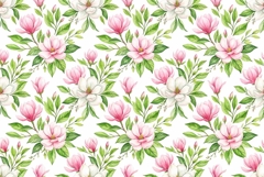 Watercolor seamless pattern with pink magnolia flowers Product Image 1