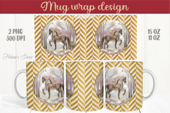 Christmas horse mug wraps png | Golden sublimation design Product Image 1