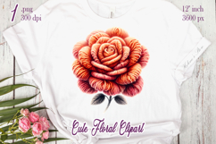 Orange yarn crochet Roses Clipart|Amazing knitted flower png Product Image 2