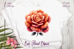 Orange yarn crochet Roses Clipart|Amazing knitted flower png Product Image 2