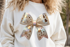 Christmas coquette bow design|Iridescent bow T-shirt clipart Product Image 2