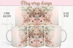 Christmas snowflakes mug wraps png | Pink &amp; gold mug design Product Image 1