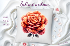 Orange yarn crochet Roses Clipart|Amazing knitted flower png Product Image 1