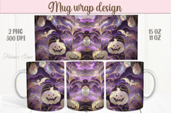 Cute purple Halloween pumpkin patterns iridescent mug wrap Product Image 1