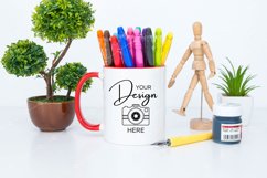 Mug Mockup 11 Oz Blank White Coffee Cup Red Handle Product Image 1