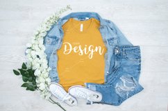 Bella Canvas 3001 Heather Mustard T-shirt Mockup for Summer Product Image 1